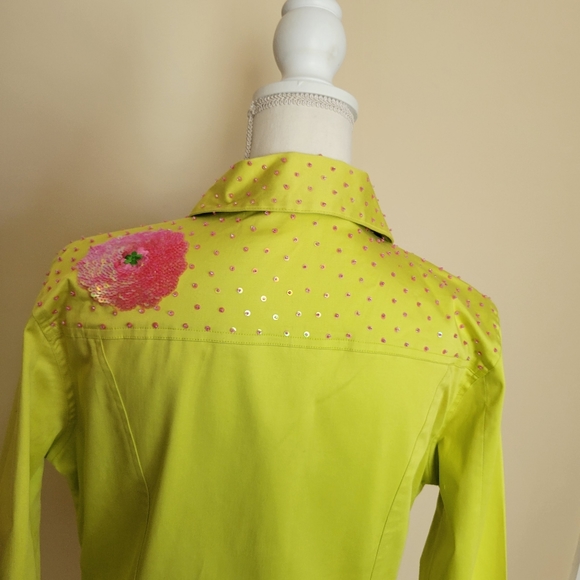 Casey Coleman Apple Green Pink Sequinned Jacket - Picture 3 of 7